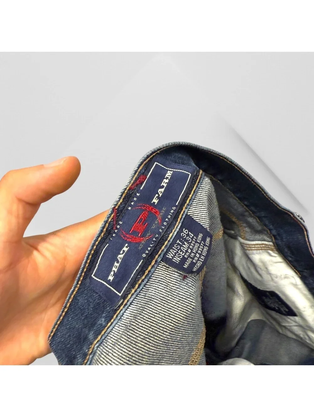 Vintage Phat Farm Jeans Mens 36x28  y2k baggy hip hop patchwork Fubu southpole